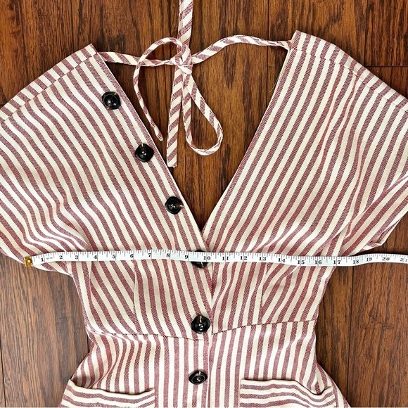 Moon River Red and Cream Stripe Button Front Mini Dress Size Medium - Picture 13 of 16